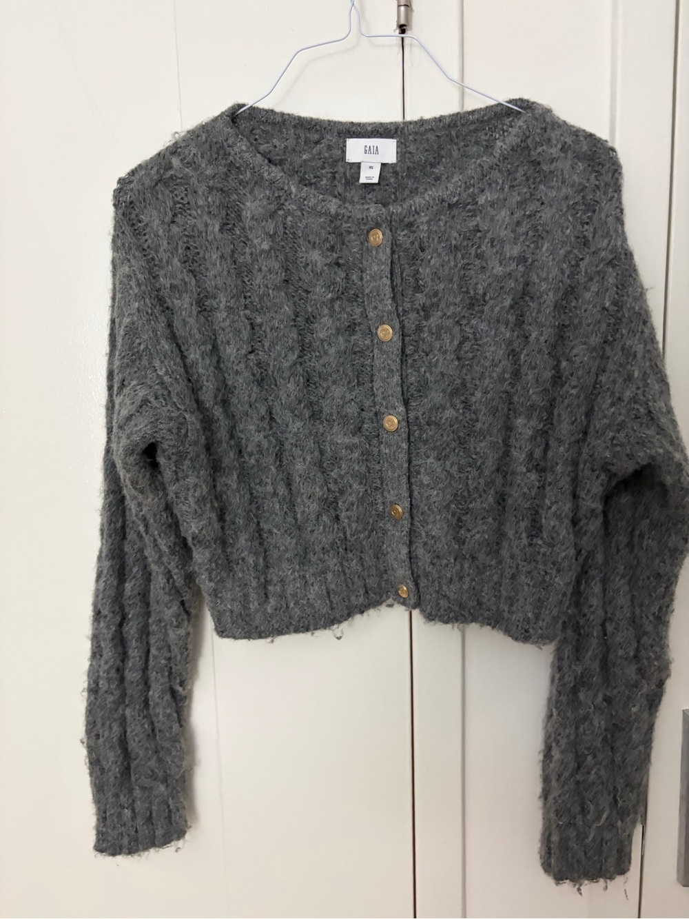 Gap × Cult Gaia Cropped Cable-Knit Cardigan